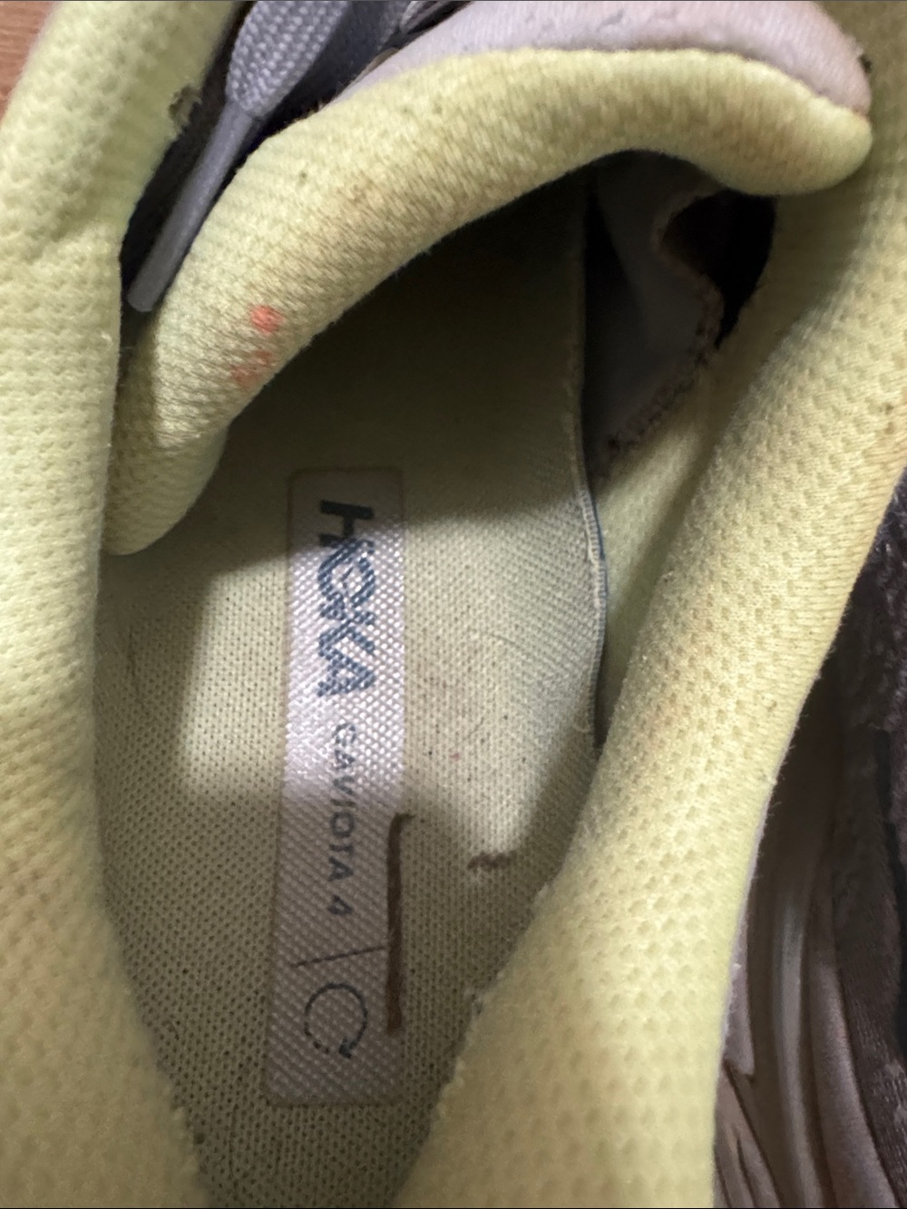 Hoka Running Shoes in Light Gray with Lime Accents - Picture 6 of 9